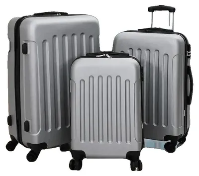 Image de Ensemble de valises rigides, roues multidirectionnelles à 360°, système de fermeture sécurisé, couleur argent