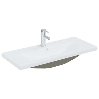 Produktbild von vidaXL Einbauwaschbecken mit Wasserhahn 91x39x18 cm Keramik Weiß