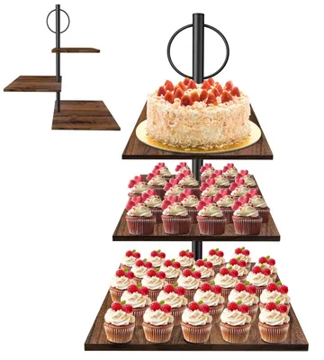 Productafbeelding van Houten Taart- en Cupcake-standaard met 3 Etages voor Desserts