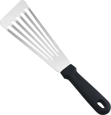 Produktbild von Edelstahl Fischwender flexibel, Pfannenwender 31x7,5cm, antihaft, spülmaschinengeeignet, ergonomischer Griff, für Fisch, Pfannkuchen, Steak, Burger