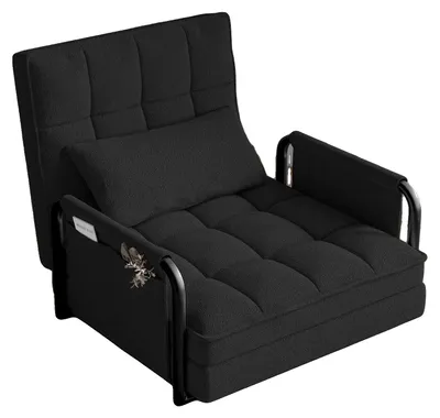 Immagine prodotto di Pouf trasformabile in letto, schienale regolabile, nero 180x82x15 cm
