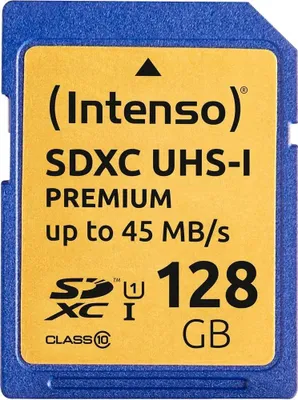 Produktbild von Intenso Premium SD Speicherkarte 128 GB UHS-I C10 Lesegeschwindigkeit bis 90 MB/s