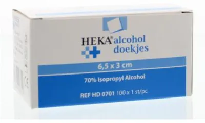 Productafbeelding van Heka Alcoholdoekjes 6.5 x 3 cm (100 stuks)