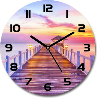 Produktbild von Wanduhr aus Glas 30fi Glasbild Glasuhr Gehärtetes Glas - schwarze-zeiger - Wooden pier