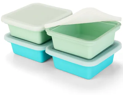 Gefrierform-Set 4er, Silikon, 500 ml, BPA-frei, blau/grün