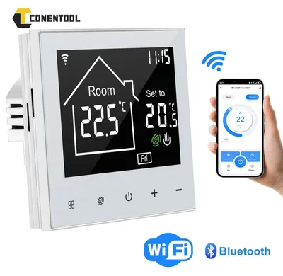 Produktbild von Raumthermostat WiFi Fußbodenheizung Wandheizung App-gesteuert Touchscreen Programmierbar WLAN Alexa Zigbee Fenstersensor Timer Weiß Mit WIFI LCD