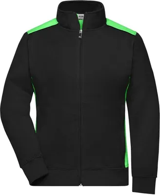 Produktbild von Sweat-Jacke mit Stehkragen und Kontrasteinsätzen black/lime-green, Gr. 4XL
