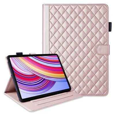 Image de Pour Xiaomi Redmi Pad Pro 12.1 Design Rhombus Housse en similicuir avec fonction support