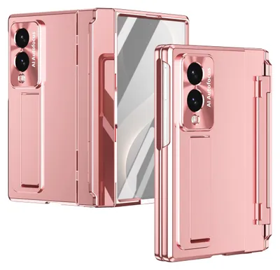 Obrázek produktu pro Pouzdro na Samsung Galaxy Z Fold 8 s ochranou displeje a objektivu, galvanizované pouzdro se stojánkem Růžový