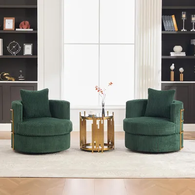 Produktbild von STILVORA Drehsessel mit 360° Drehfunktion und Stauraum, Sessel Set mit 2 Sesseln aus Cord, Freizeitstuhl mit Schaumstoffpolsterung und Armlehnen