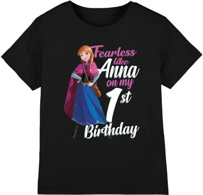 Productafbeelding van Frozen - T-shirt voor kinderen met de tekst "Moedig zoals Anna" - 1e verjaardag, model TV4915 (128) (zwart)