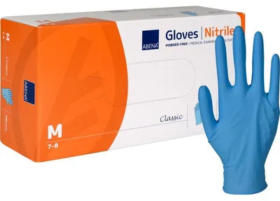 Produktbild von ABENA Nitril Classic Handschuhe blau, Puderfrei, Medium, 200 Stk