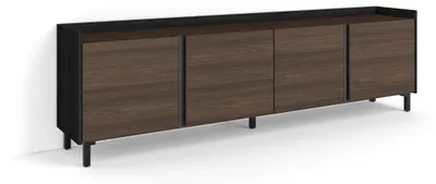 Produktbild von TV-Möbel Holzeffekt dunkler eiche und schwarz 207x35x61cm mit Beinen