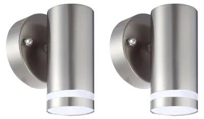 Produktbild von 2er Set LED Außenwandlampe, Edelstahl poliert, H 11 cm