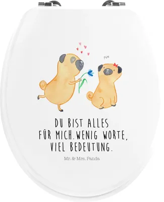 Produktbild von Mr. & Mrs. Panda WC Sitz Mops Verliebt - Weiß - Geschenk, Freund, Toilettenbrille, Liebe, Hund, Pure, klo deckel, Toilettendeckel, Klodeckel, WC-Sitz, Knuffig, Sprüche