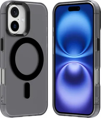 Image de Coque pour iPhone 16 Plus, compatible MagSafe, fine coque semi-transparente matte anti-chocs Noir