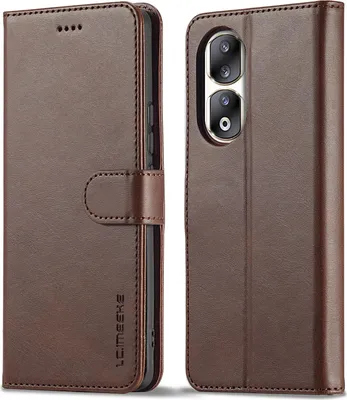 Image de Etui pour Honor 90 Pro étui en cuir avec fermeture magnétique et support, étui de protection marron