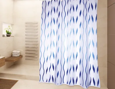 Produktbild von Cotexsa by MSV Premium Anti-Schimmel Textil Duschvorhang - Anti-Bakteriell, waschbar, 100% wasserdicht, mit 12 Duschvorhangringen - Polyester, „Seventies“ Weiß 180x200cm –  Spain