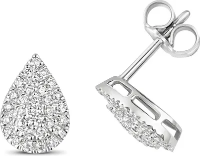 Produktbild von 9 Karat (375) Weißgold Damen - Diamant Paar Ohrstecker Brillant-Schliff 0.35 Karat H - I1 I2 - 10mm*7mm; TRS2774