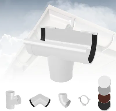 Produktbild von RAINWAY S Regenrinnen System (Rinnenstutze weiß) - PVC-U Kunststoff in 4 Farben, für Dachflächen < 100m² empfohlen, Ablauf Ablaufstutzen Einhangstutzen