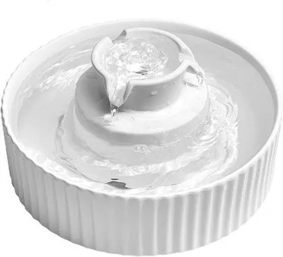 Zdjęcie produktu dla Fontanna do picia dla kotów Kattenfontein, ceramiczna, 2,1 litra, cicha fontanna z filtrem węglowym, pompa do wody dla wielu zwierząt, biała