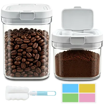 Luftdichte Kaffeedosen 2er-Set mit Löffel, 800+1300 ml
