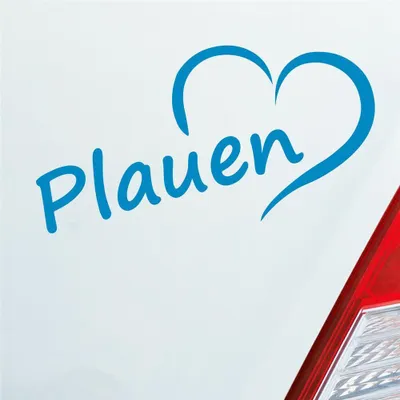 Produktbild von Auto Aufkleber Plauen Herz Stadt City Liebe Love Heimat 15,5x8 cm Hellblau Sticker Heckscheibenaufkleber