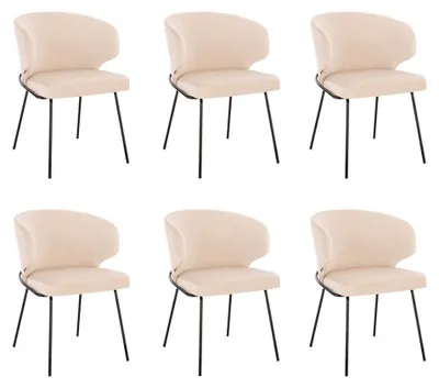 Produktbild von HOME DELUXE - Polsterstuhl AMARA- 6 Stück, Farbe: Samt Beige - weiche Polsterung, bis 120 kg belastbar I Küchenstuhl Speisestühle Esszimmerstühle