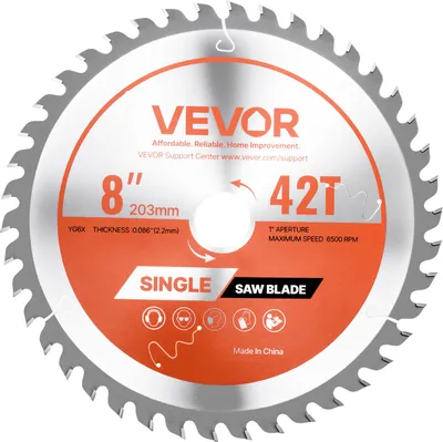 Produktbild von VEVOR Kreissägeblatt (203 mm φ & 42 scharfe Zähne & 2,2 mm Dicke) ideal für Sperrholz OSB Hartholz, kompatibel mit Kreissäge, Sägeblatt aus Legierung mit geräuschreduzierenden Wärmeabzügen