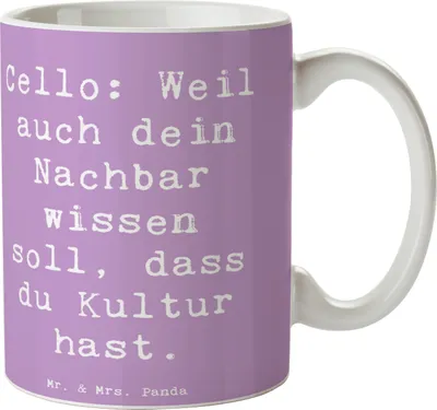 Produktbild von Mr. & Mrs. Panda Kaffeebecher Spruch Cello Kultur - Lavendeltraum - Geschenk, Instrument, Musikinstrument, Tasse, Becher, Musiker, Nachbar, Kaffeetasse, Streichinstrument