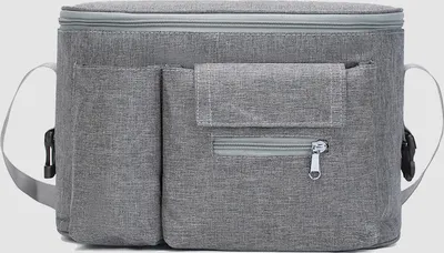 Produktbild von ASKSA Kinderwagen Organizer Kinderwagentasche Buggy Tasche Getraenkehalter Wickeltasche (Grau)