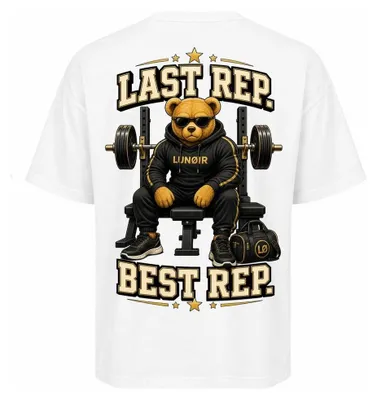 Produktbild von Damen Oversize T-Shirt Weiß S – Bedrucktes Shirt mit Fitness Motiv aus Baumwolle – LUNØIR ©