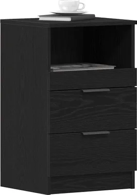 Image de vidaXL Table de chevet noire aspect chêne 40 x 35 x 65 cm en aggloméré