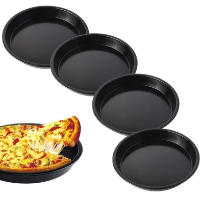 4 Pizzaplatten Ø 18,1 cm, antihaftbeschichtet, Kohlenstoffstahl
