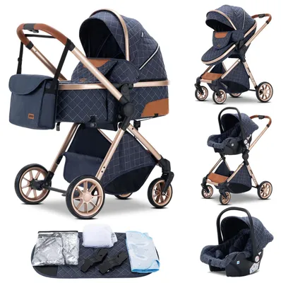 Productafbeelding van Babywagen, met meerdere verstelbare ligposities, stevig aluminium frame, model hS800BLAU
