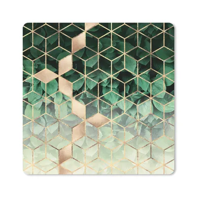 Produktbild von MuchoWow® Mauspad Mousepad Blätter - Gold - Würfel - Luxus 20x20 cm - Mousepads - Maus Mat - Pad - Mausunterlage - Desk Mat - Bureauartikeln