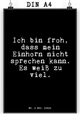 Produktbild von Mr. & Mrs. Panda Bild Ich bin froh, dass... DIN A4 - Schwarz - Geschenk, Liebe, witzig, Unicorn, drucke, Wandbild, Deko, Plakat, Sprüche, wanddeko, lustig, Einhorn