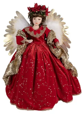 Imagen del producto de Figura decorativa navideña de Clayre & Eef, ángel, 65 cm, color rojo, de plástico
