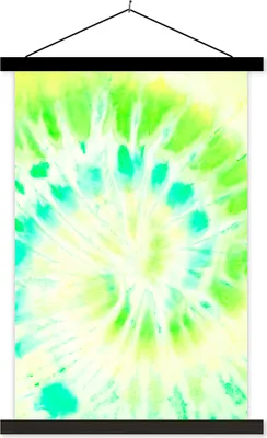 Produktbild von MuchoWow® Textilposter Krawattenfärbung - Grün - Gelb 120x180 cm mit schwarzem Rahmen - Fotos