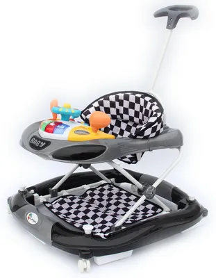 Produktbild von Clamaro Gehfrei mit Schieber und Schaukelfunktion  Lauflernhilfe Laufhilfe Baby Walker Babywippe Gehhilfe, Farbe:Schwarz mit Schaukel