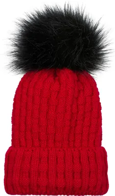 Produktbild von styleBREAKER Uni warme Strick Bommelmütze mit Flecht Muster und Fleece Futter, Winter Fellbommel Mütze 04024171
