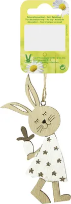 Produktbild von Dekoanhänger Osterhase Holz 12 x 4,5 cm natur weiß