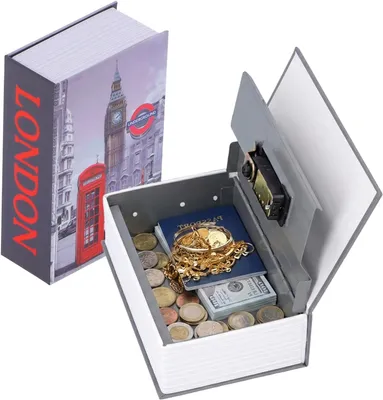 Image de Coffre-fort compact avec serrure à combinaison, dimensions 18 x 12 x 5,5 cm, design discret, idéal pour les objets de valeur