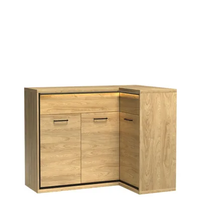 Image de Commode d’angle combinée avec éclairage LED SUCRE 4 – noyer hickory