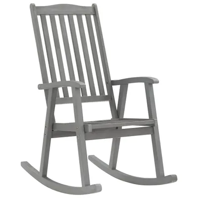 Image de vidaXL Chaise à bascule avec support Gris Bois massif Acacia