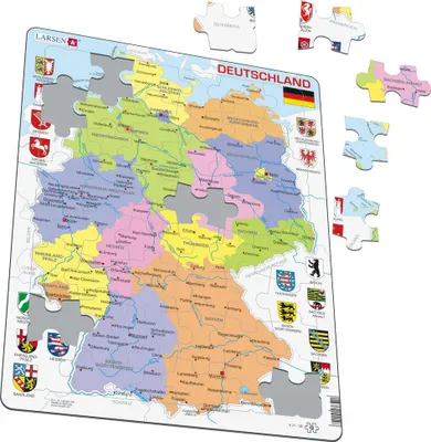 Produktbild von Larsen K21 Deutschland Politische Karte, Deutsch Ausgabe, Rahmenpuzzle mit 48 Teilen