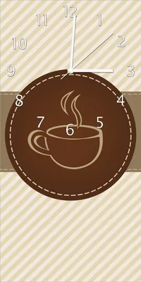 Produktbild von Wallario Design Wanduhr bedruckt, Größe 30 x 60 cm, Motiv: Kaffee-Menü - Logo Symbol für Kaffee
