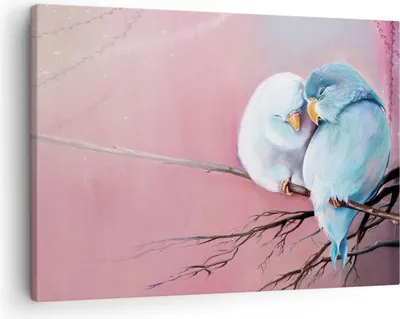 Produktbild von Bild auf Leinwand - Leinwandbild - Einteilig - Vögel Blau Zweig - 70x50cm - Wand Bild - Wanddeko - Wandbilder - Leinwanddruck - Bilder - Wanddekoration - Leinwand bilder - Wandbild - AA70x50-5026