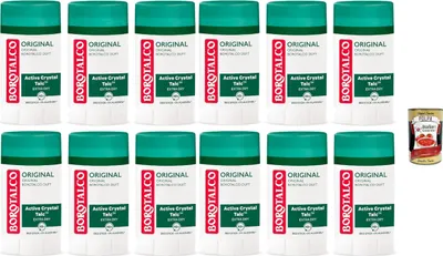 Produktbild von Borotalco Deo Original - Deo Stick - 48 Stunden Wirksamkeit - Formel mit Active Crystal Talc für dreifachen Schutz gegen Schweiß - 0% Alkohol Deodorant, 12x 40ml + Italian Gourmet polpa 400g