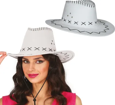Immagine prodotto di Cappello da cowboy Cappello bianco occidentale Costume Accessorio da cowboy Outfit Avventuriero Cappello da cowboy Party Chic Party Event Look elegante